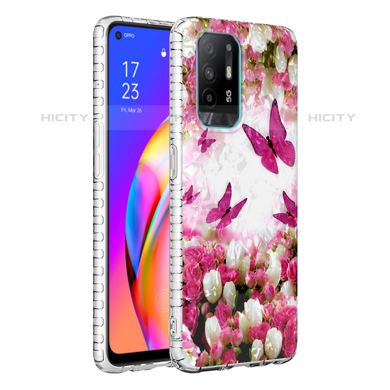 Oppo Reno5 F用シリコンケース ソフトタッチラバー バタフライ パターン カバー Y04B Oppo レッド