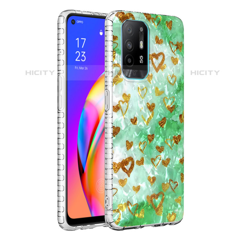 Oppo Reno5 Lite用シリコンケース ソフトタッチラバー バタフライ パターン カバー Y04B Oppo ライトグリーン