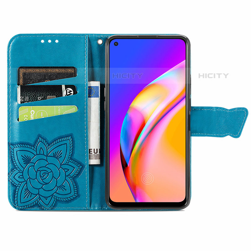 Oppo Reno5 Lite用手帳型 レザーケース スタンド バタフライ 蝶 カバー Oppo 