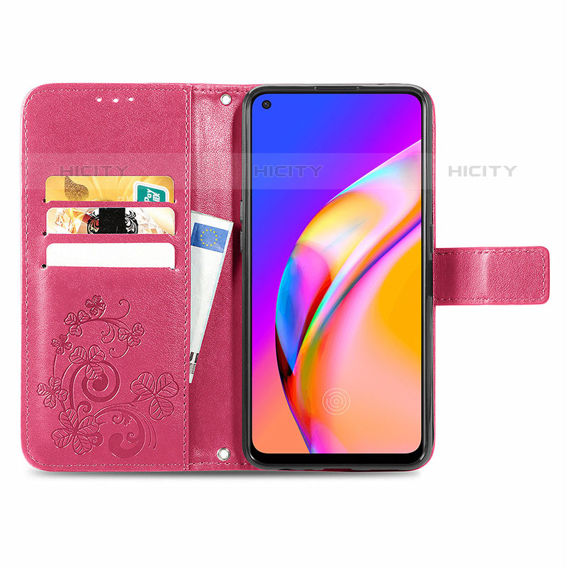 Oppo Reno5 Lite用手帳型 レザーケース スタンド 花 カバー Oppo 