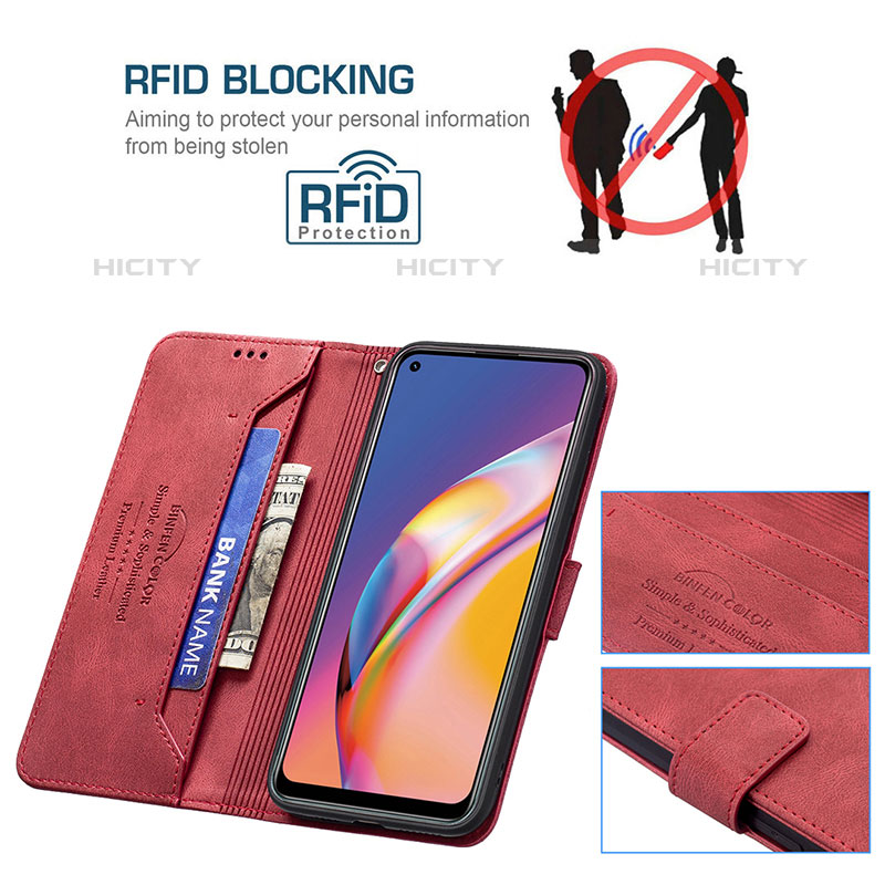 Oppo Reno5 Lite用手帳型 レザーケース スタンド カバー B15F Oppo 