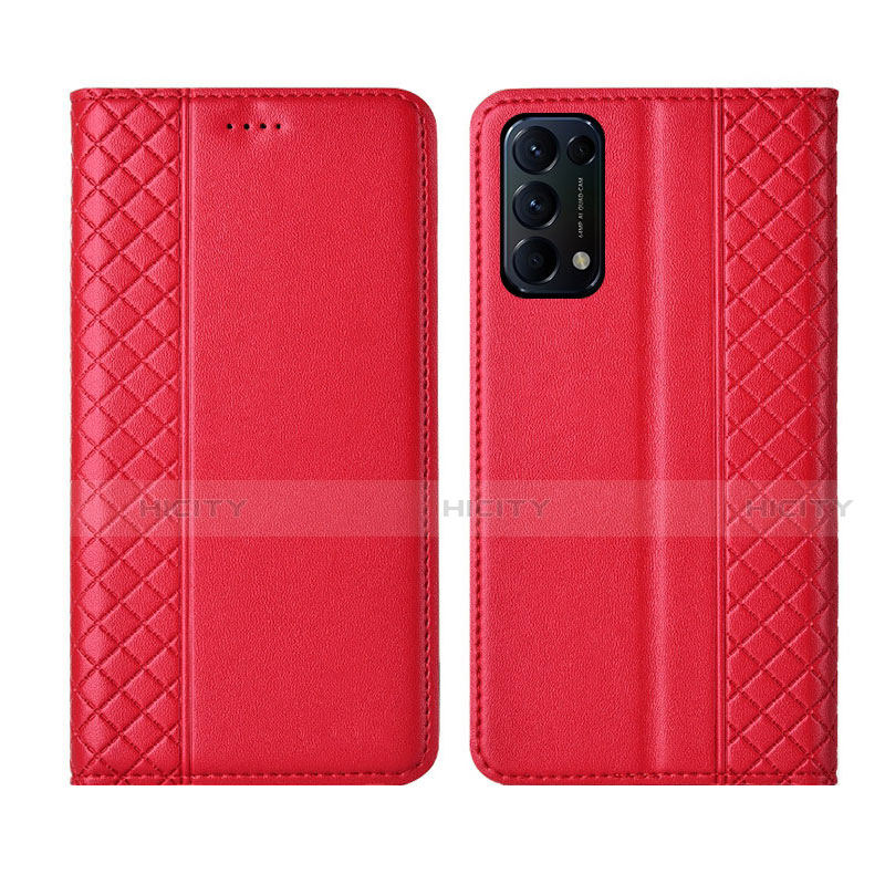 Oppo Reno5 Pro 5G用手帳型 レザーケース スタンド カバー L04 Oppo レッド