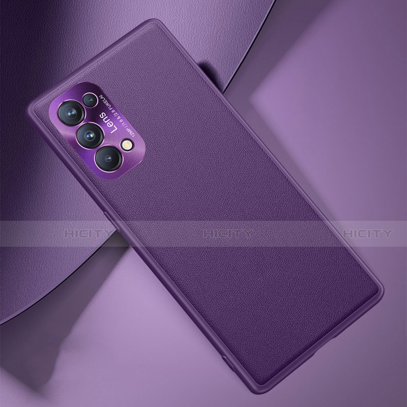 Oppo Reno5 Pro 5G用ケース 高級感 手触り良いレザー柄 S01 Oppo パープル