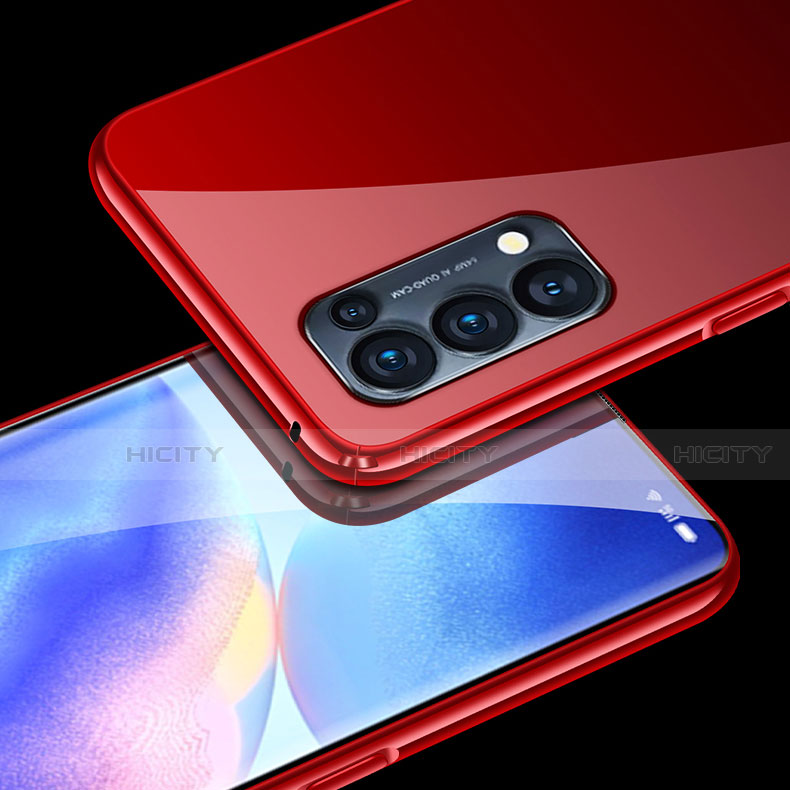 Oppo Reno5 Pro 5G用ケース 高級感 手触り良い アルミメタル 製の金属製 360度 フルカバーバンパー 鏡面 カバー M05 Oppo 