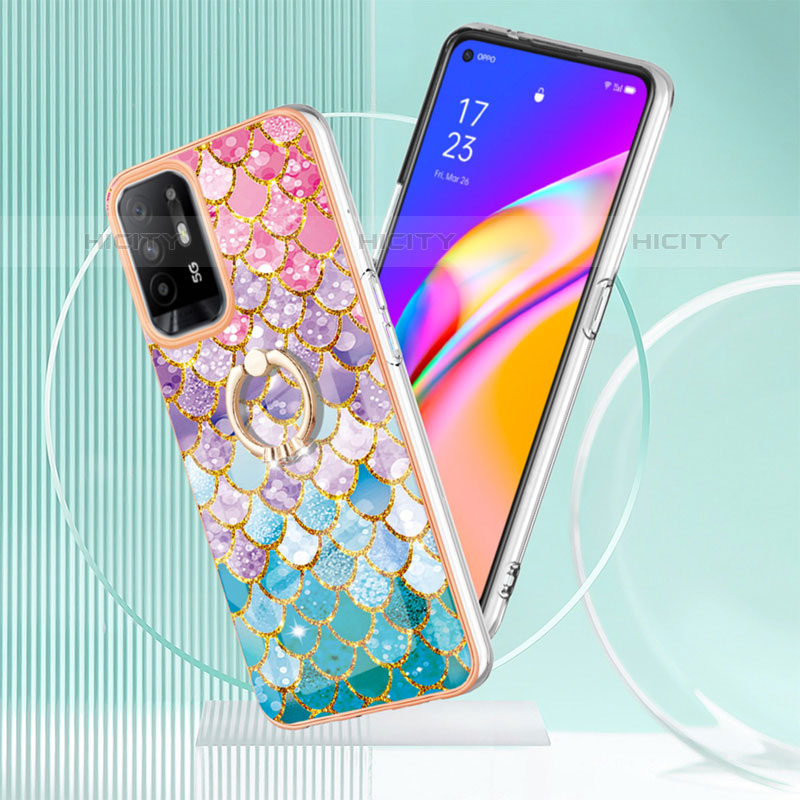 Oppo Reno5 Z 5G用シリコンケース ソフトタッチラバー バタフライ パターン カバー アンド指輪 Y03B Oppo 