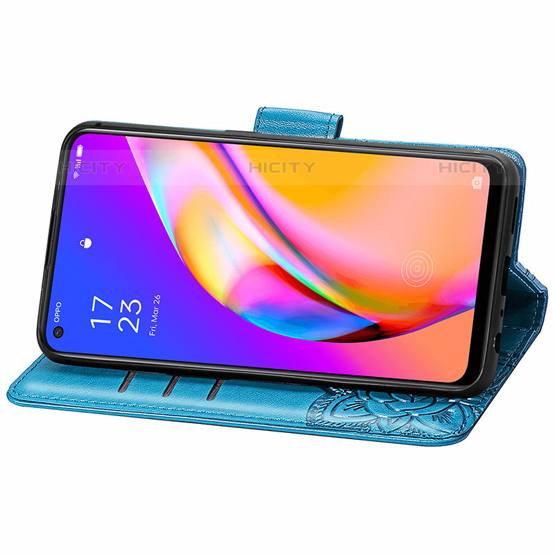 Oppo Reno5 Z 5G用手帳型 レザーケース スタンド バタフライ 蝶 カバー Oppo 