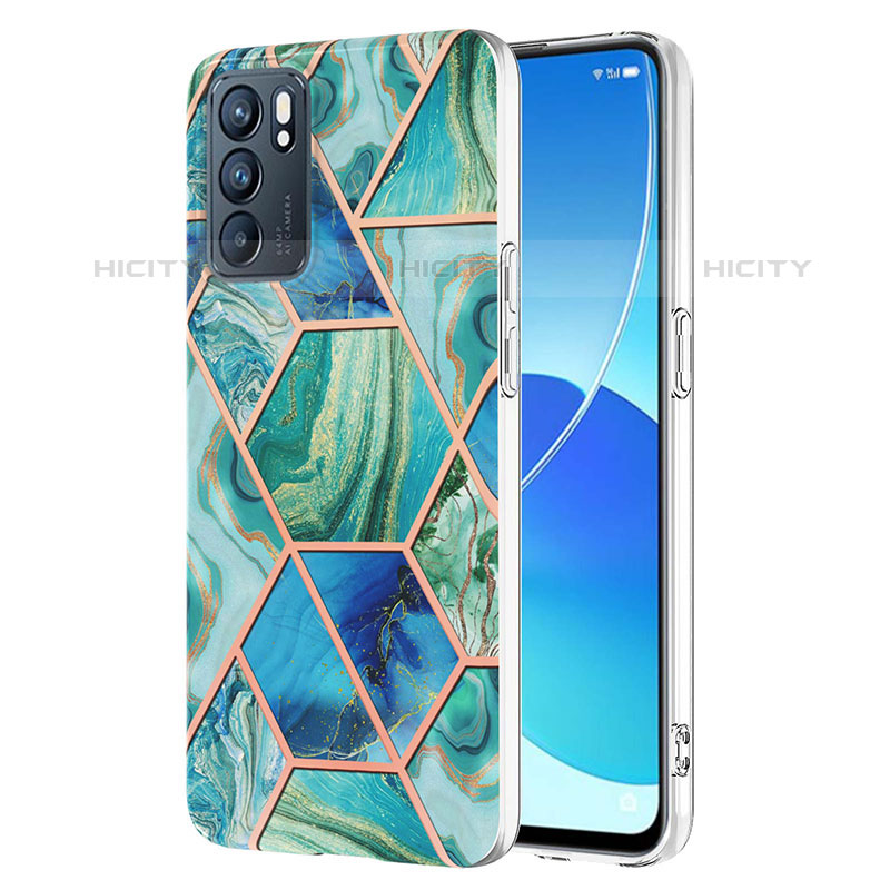 Oppo Reno6 5G用シリコンケース ソフトタッチラバー バタフライ パターン カバー Y01B Oppo グリーン