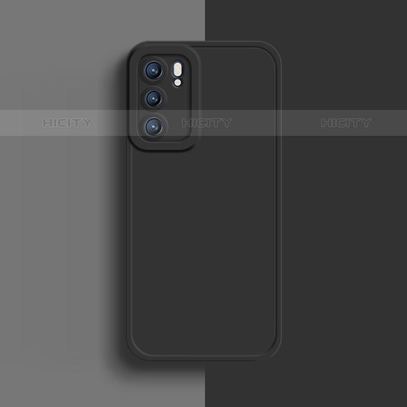 Oppo Reno6 5G用360度 フルカバー極薄ソフトケース シリコンケース 耐衝撃 全面保護 バンパー Oppo ブラック