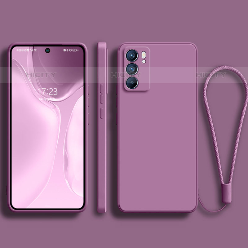 Oppo Reno6 5G用360度 フルカバー極薄ソフトケース シリコンケース 耐衝撃 全面保護 バンパー S01 Oppo パープル