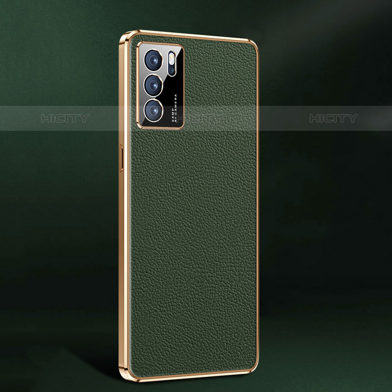 Oppo Reno6 5G用ケース 高級感 手触り良いレザー柄 JB2 Oppo グリーン