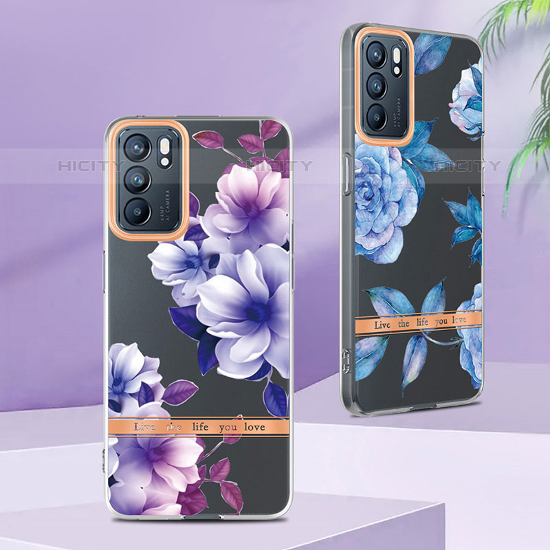 Oppo Reno6 5G用シリコンケース ソフトタッチラバー バタフライ パターン カバー Y06B Oppo 