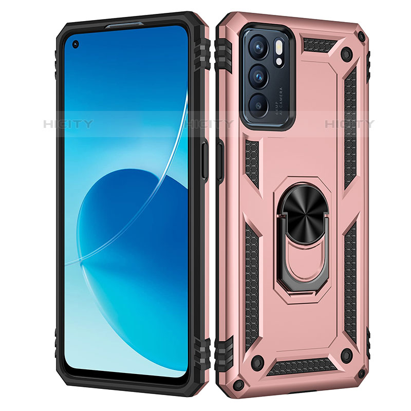 Oppo Reno6 5G用ハイブリットバンパーケース プラスチック アンド指輪 マグネット式 MQ4 Oppo 