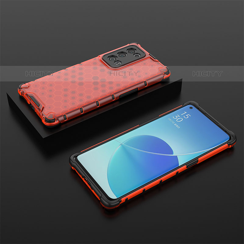 Oppo Reno6 Pro 5G用360度 フルカバー ハイブリットバンパーケース クリア透明 プラスチック カバー AM3 Oppo レッド