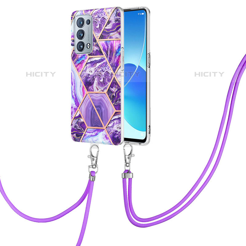 Oppo Reno6 Pro 5G用シリコンケース ソフトタッチラバー バタフライ パターン カバー 携帯ストラップ Y01B Oppo 