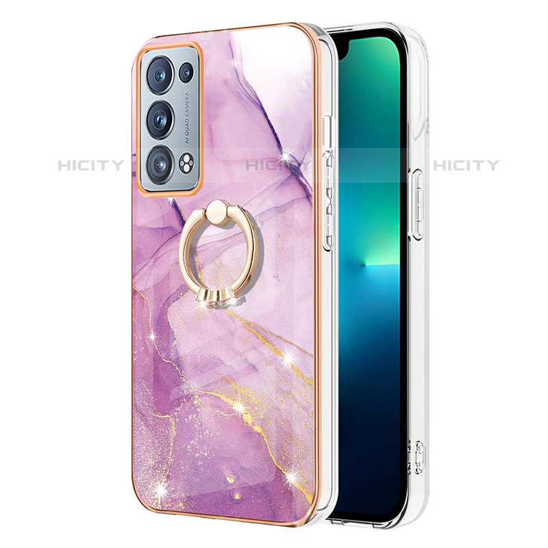 Oppo Reno6 Pro 5G用シリコンケース ソフトタッチラバー バタフライ パターン カバー アンド指輪 Y05B Oppo 