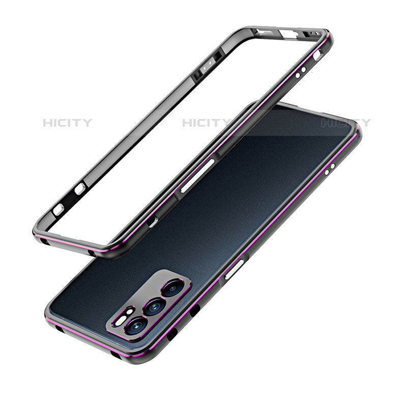 Oppo Reno6 Pro 5G India用ケース 高級感 手触り良い アルミメタル 製の金属製 バンパー カバー S01 Oppo パープル