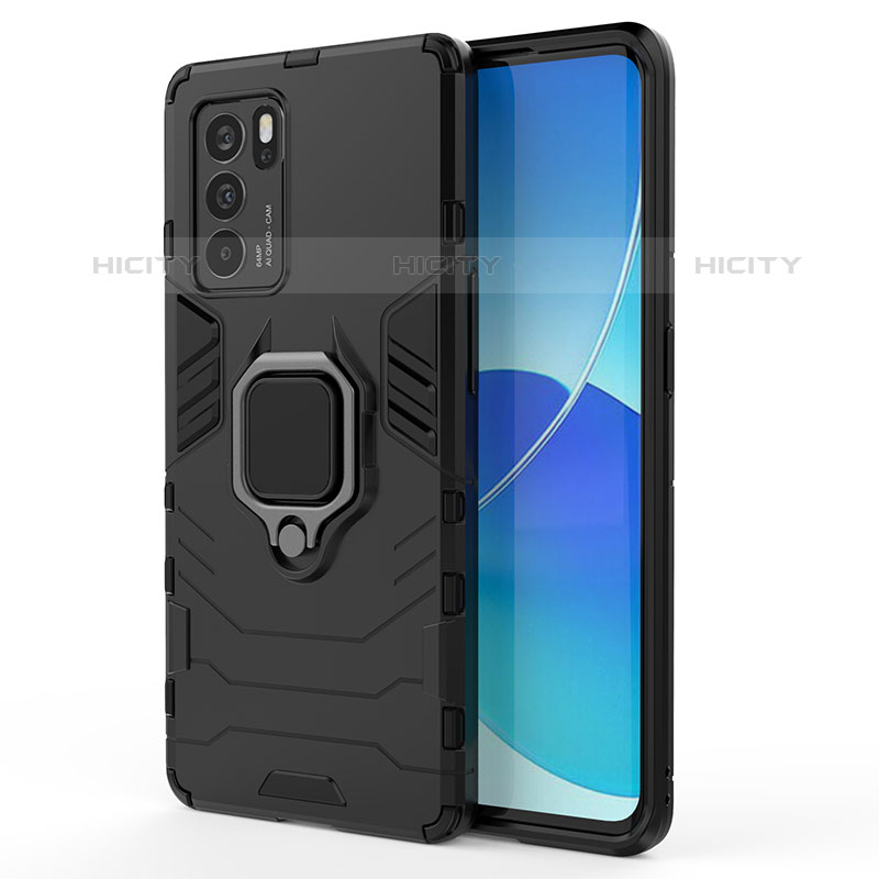 Oppo Reno6 Pro 5G India用ハイブリットバンパーケース プラスチック アンド指輪 マグネット式 Oppo 