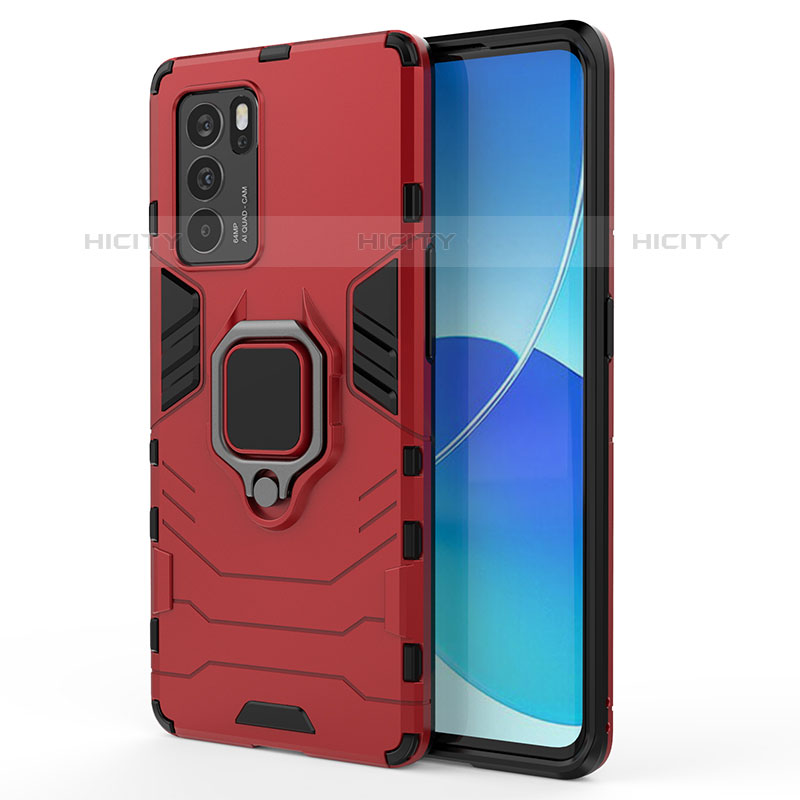 Oppo Reno6 Pro 5G India用ハイブリットバンパーケース プラスチック アンド指輪 マグネット式 Oppo 