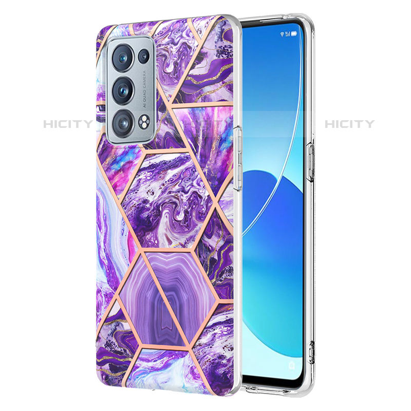 Oppo Reno6 Pro+ Plus 5G用シリコンケース ソフトタッチラバー バタフライ パターン カバー Y01B Oppo パープル