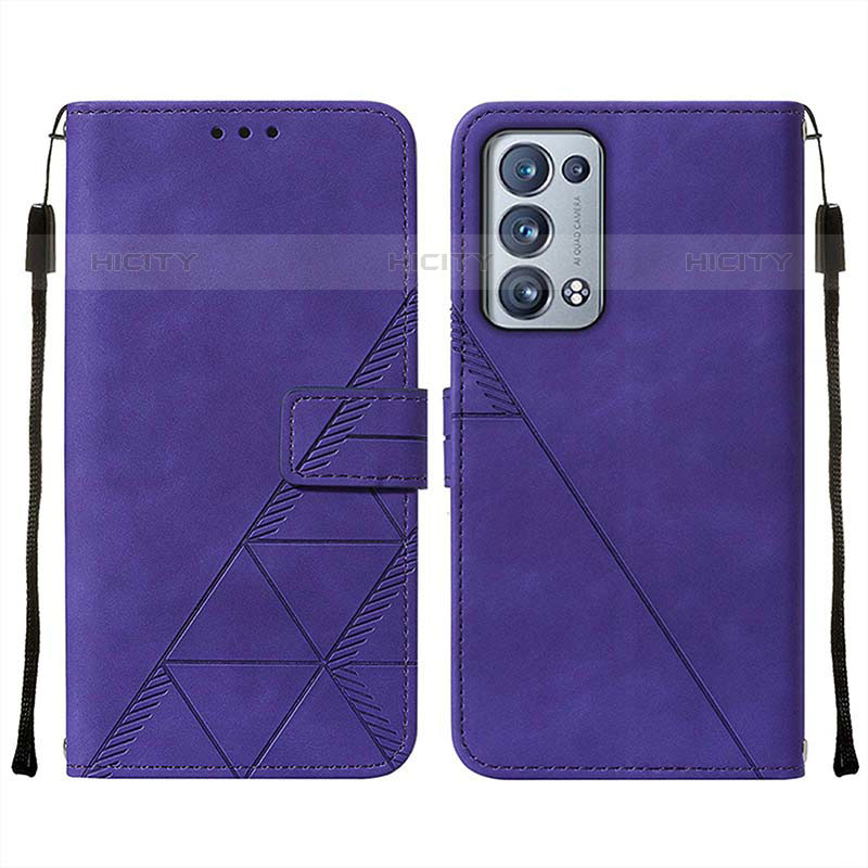 Oppo Reno6 Pro+ Plus 5G用手帳型 レザーケース スタンド カバー Y01B Oppo パープル