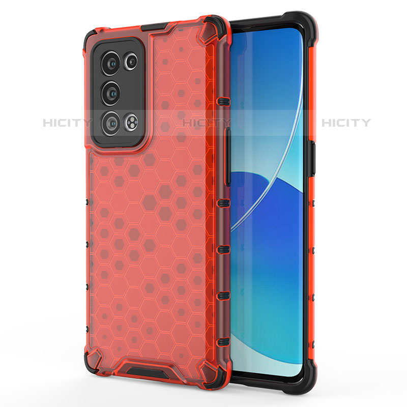 Oppo Reno6 Pro+ Plus 5G用360度 フルカバー ハイブリットバンパーケース クリア透明 プラスチック カバー AM1 Oppo レッド