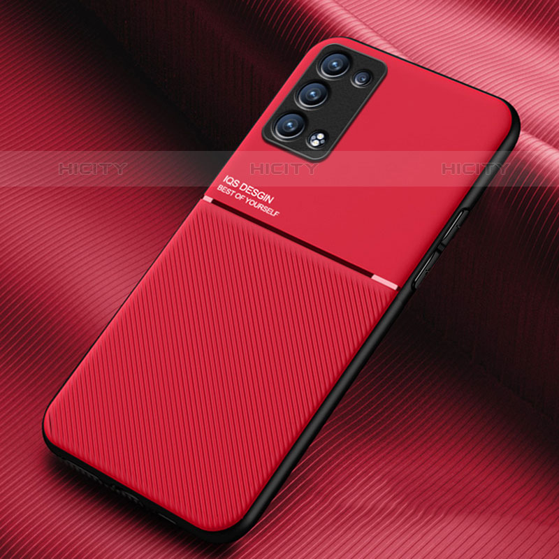 Oppo Reno6 Pro+ Plus 5G用極薄ソフトケース シリコンケース 耐衝撃 全面保護 マグネット式 バンパー Oppo レッド