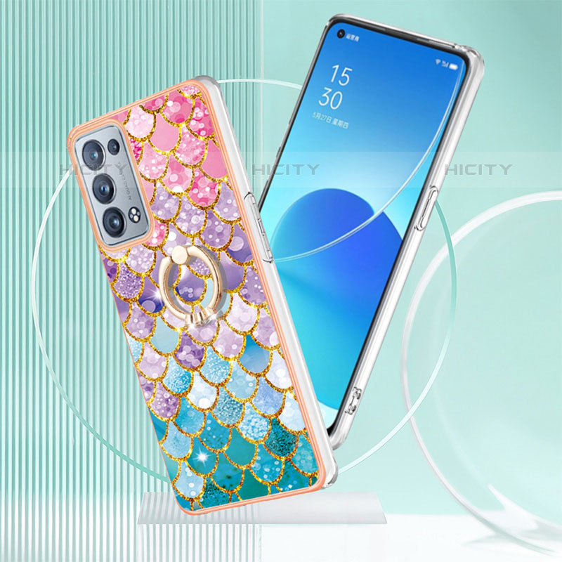 Oppo Reno6 Pro+ Plus 5G用シリコンケース ソフトタッチラバー バタフライ パターン カバー アンド指輪 Y03B Oppo 