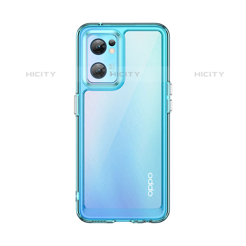 Oppo Reno7 5G用ハイブリットバンパーケース クリア透明 プラスチック カバー J01S Oppo シアン