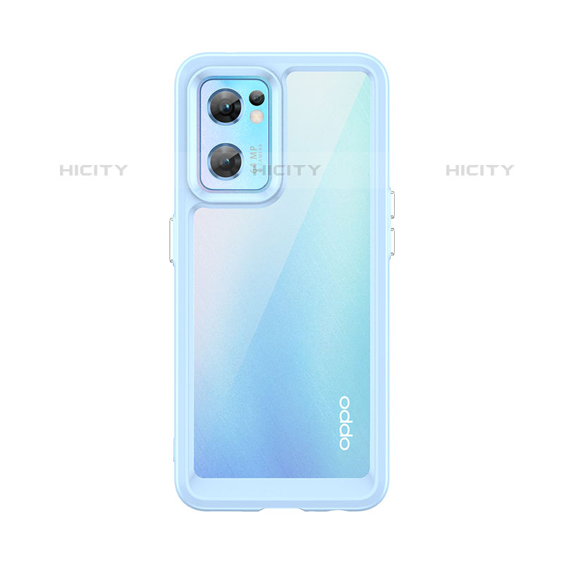 Oppo Reno7 5G用ハイブリットバンパーケース クリア透明 プラスチック カバー J01S Oppo ネイビー