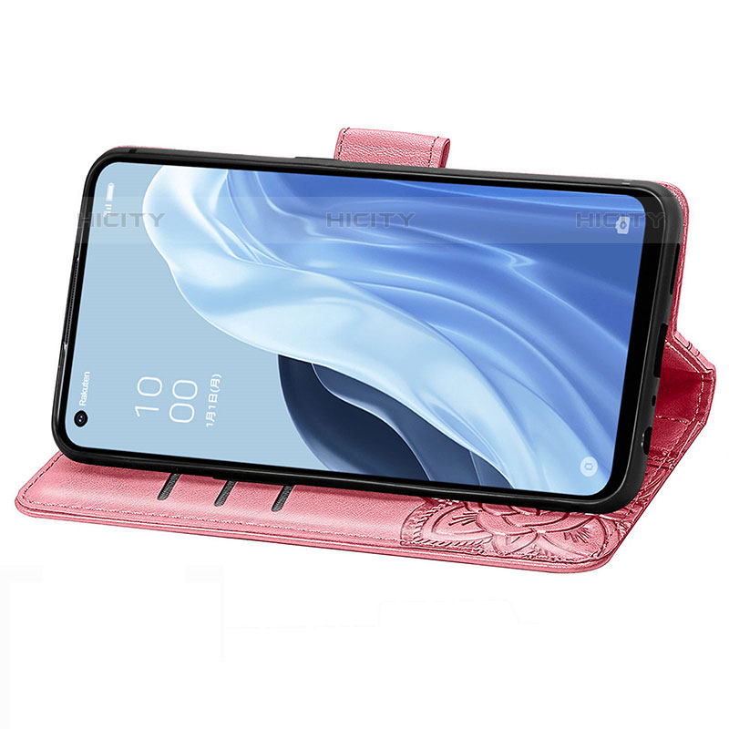 Oppo Reno7 A用手帳型 レザーケース スタンド バタフライ 蝶 カバー Oppo 