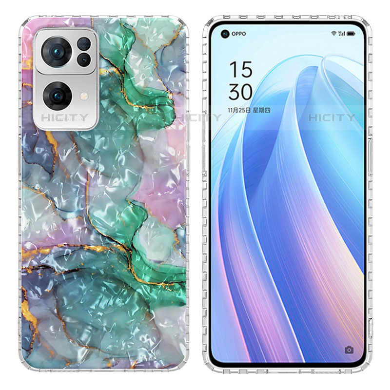 Oppo Reno7 Pro 5G用シリコンケース ソフトタッチラバー バタフライ パターン カバー Y04B Oppo モスグリー