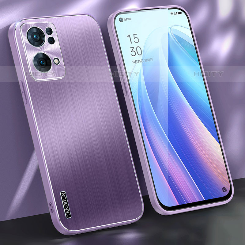 Oppo Reno7 Pro 5G用ケース 高級感 手触り良い アルミメタル 製の金属製 兼シリコン カバー J01 Oppo 