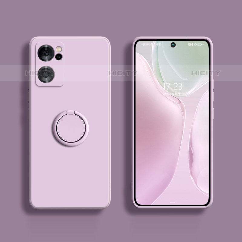 Oppo Reno7 SE 5G用極薄ソフトケース シリコンケース 耐衝撃 全面保護 アンド指輪 マグネット式 バンパー S01 Oppo ラベンダー