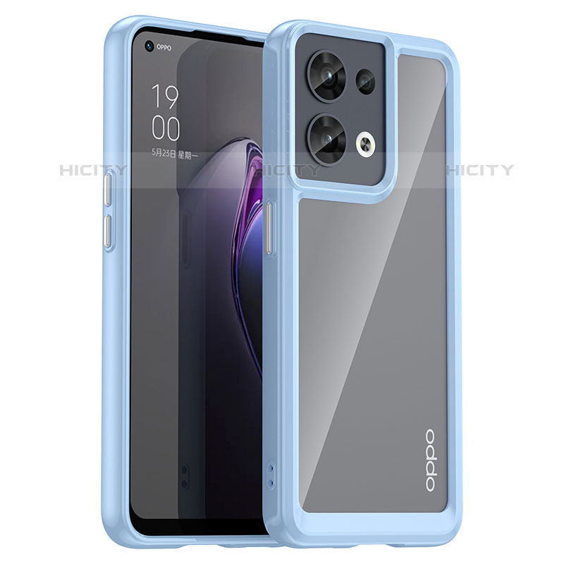 Oppo Reno8 5G用ハイブリットバンパーケース クリア透明 プラスチック カバー J01S Oppo ネイビー