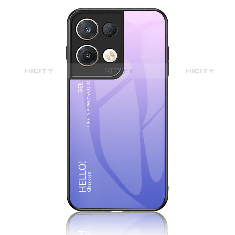 Oppo Reno8 Pro 5G用ハイブリットバンパーケース プラスチック 鏡面 虹 グラデーション 勾配色 カバー LS1 Oppo ラベンダー