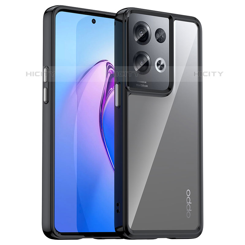 Oppo Reno8 Pro 5G用ハイブリットバンパーケース クリア透明 プラスチック カバー J01S Oppo ブラック