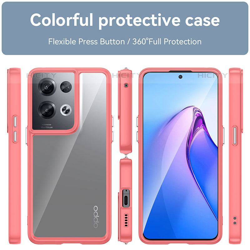 Oppo Reno8 Pro 5G用ハイブリットバンパーケース クリア透明 プラスチック カバー J01S Oppo 