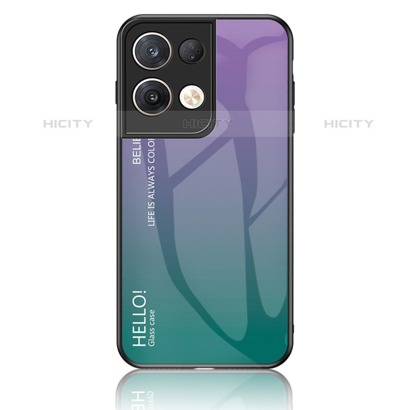 Oppo Reno8 Pro 5G用ハイブリットバンパーケース プラスチック 鏡面 虹 グラデーション 勾配色 カバー LS1 Oppo 