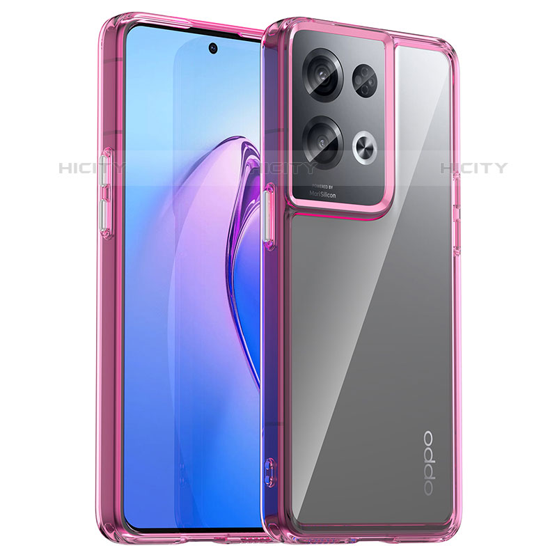 Oppo Reno8 Pro+ Plus 5G用ハイブリットバンパーケース クリア透明 プラスチック カバー J01S Oppo ラベンダー