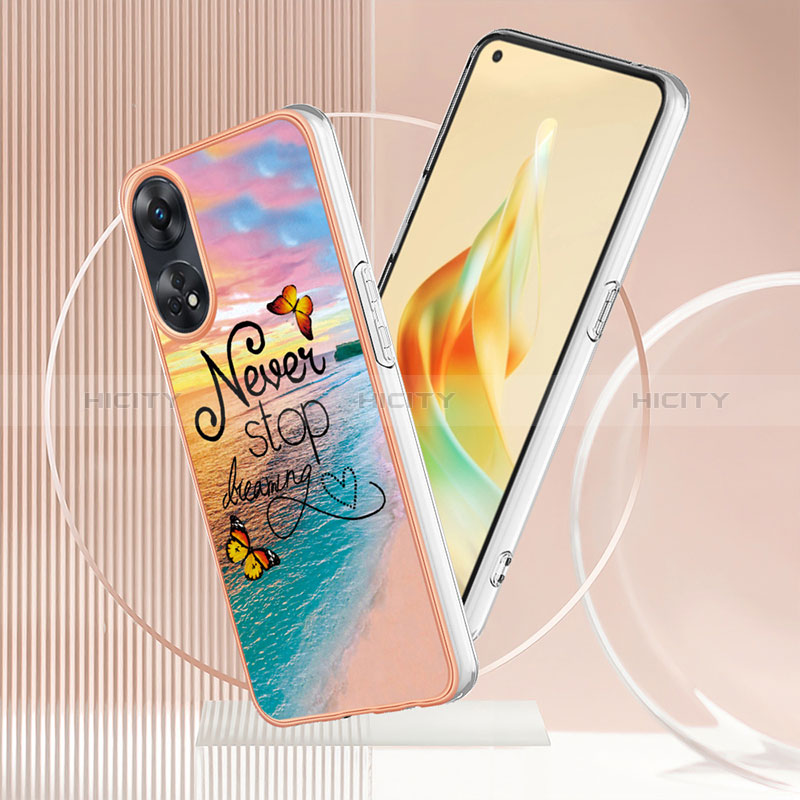 Oppo Reno8 T 4G用シリコンケース ソフトタッチラバー バタフライ パターン カバー YB3 Oppo 