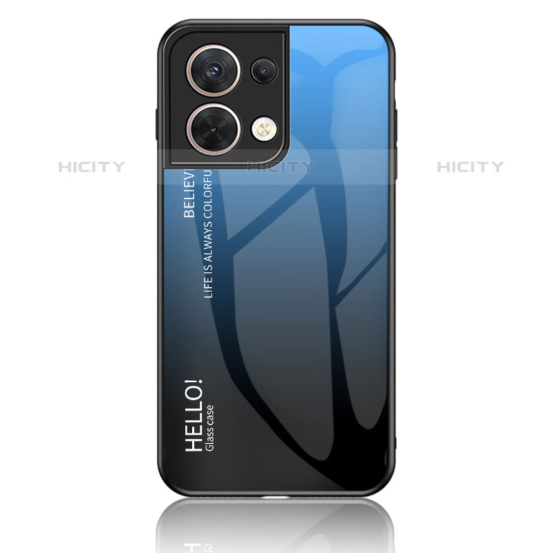 Oppo Reno9 5G用ハイブリットバンパーケース プラスチック 鏡面 虹 グラデーション 勾配色 カバー LS1 Oppo ネイビー