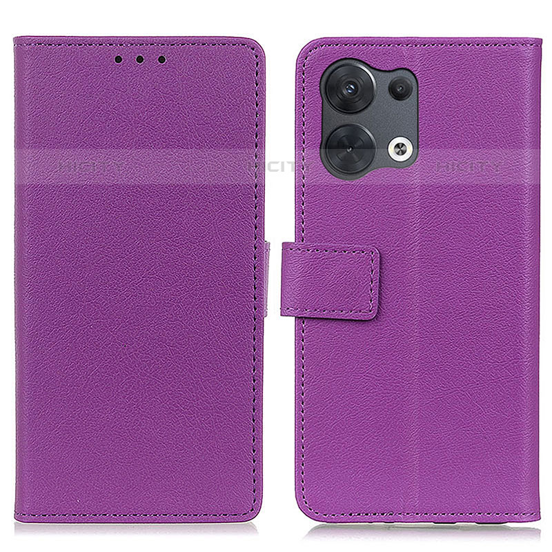 Oppo Reno9 Pro 5G用手帳型 レザーケース スタンド カバー M08L Oppo パープル