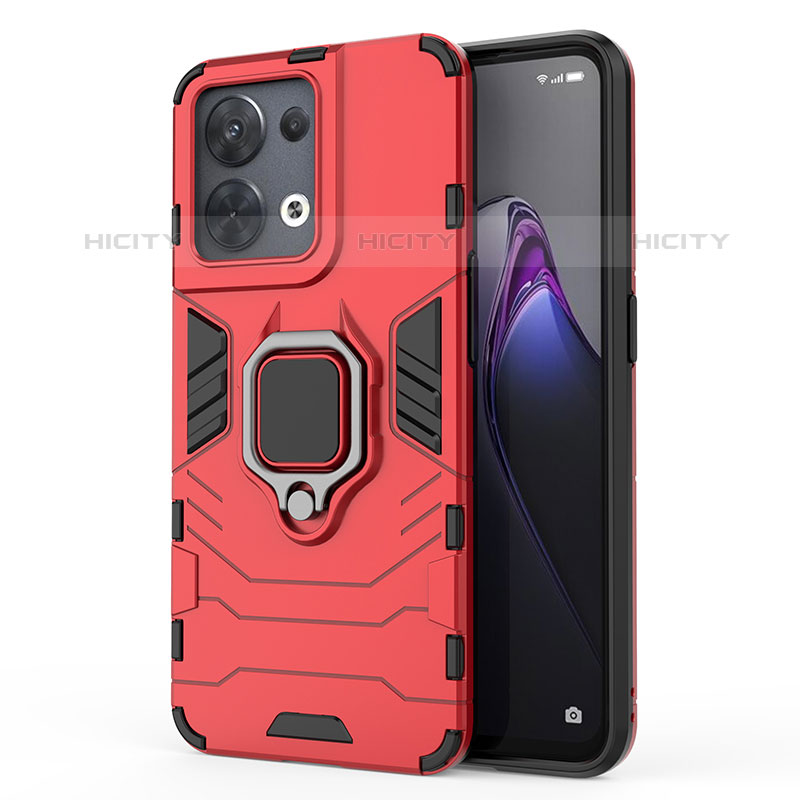 Oppo Reno9 Pro 5G用ハイブリットバンパーケース プラスチック アンド指輪 マグネット式 Oppo レッド