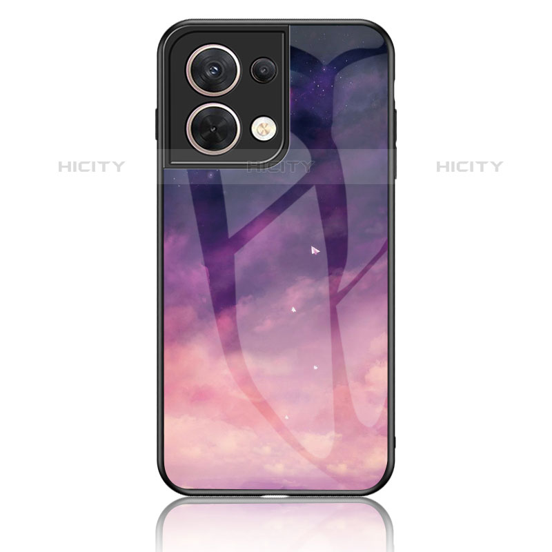 Oppo Reno9 Pro 5G用ハイブリットバンパーケース プラスチック パターン 鏡面 カバー LS4 Oppo パープル