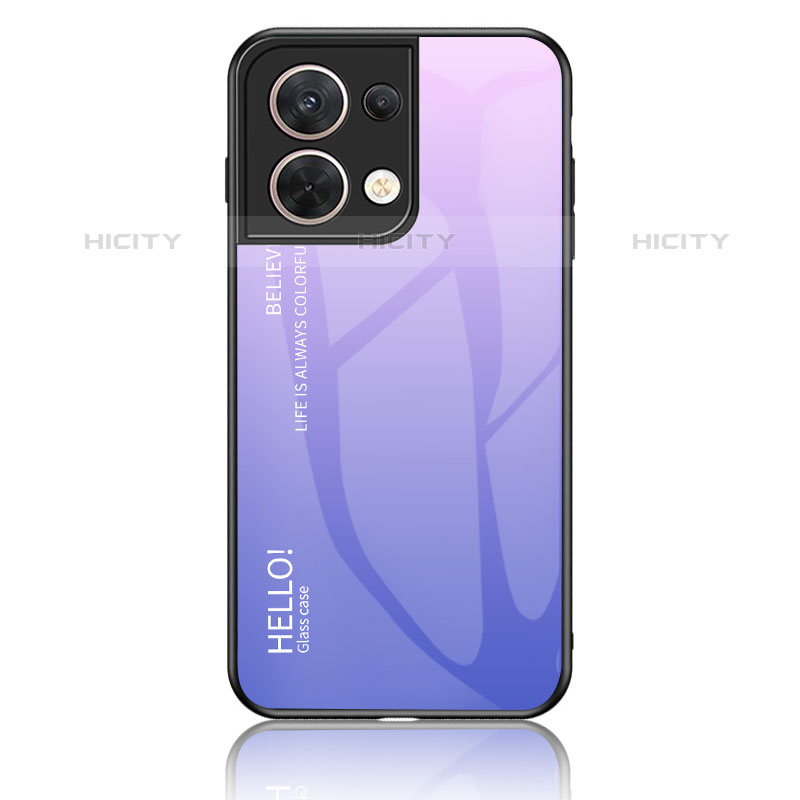 Oppo Reno9 Pro 5G用ハイブリットバンパーケース プラスチック 鏡面 虹 グラデーション 勾配色 カバー LS1 Oppo ラベンダー