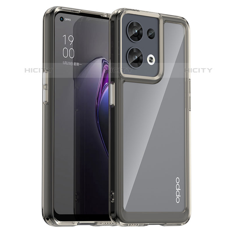 Oppo Reno9 Pro 5G用ハイブリットバンパーケース クリア透明 プラスチック カバー J01S Oppo グレー