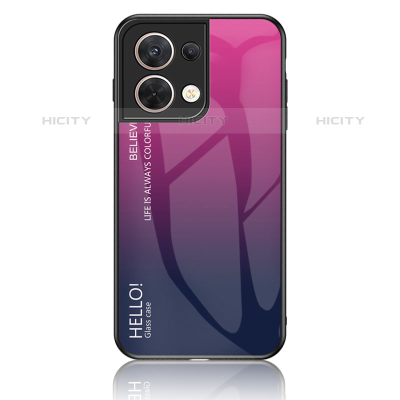 Oppo Reno9 Pro 5G用ハイブリットバンパーケース プラスチック 鏡面 虹 グラデーション 勾配色 カバー LS1 Oppo 