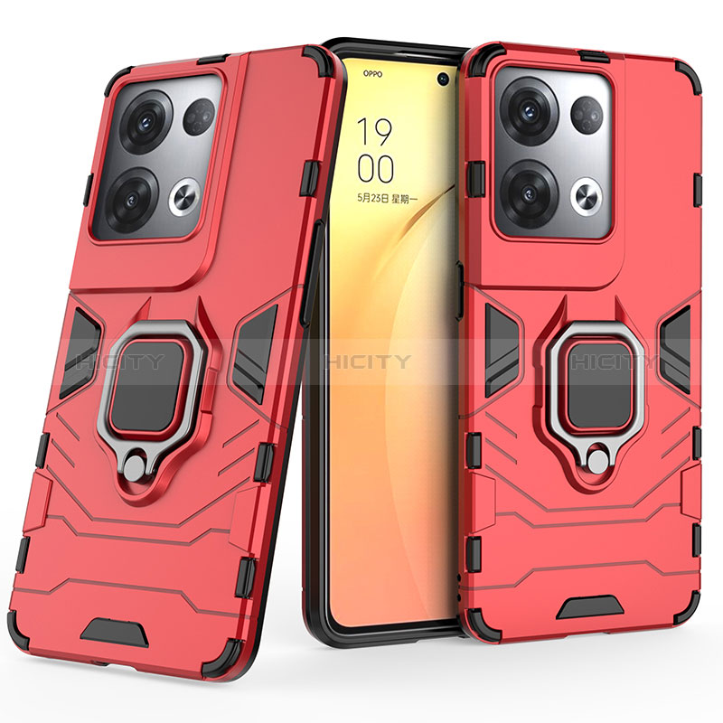 Oppo Reno9 Pro+ Plus 5G用ハイブリットバンパーケース プラスチック アンド指輪 マグネット式 S02 Oppo レッド