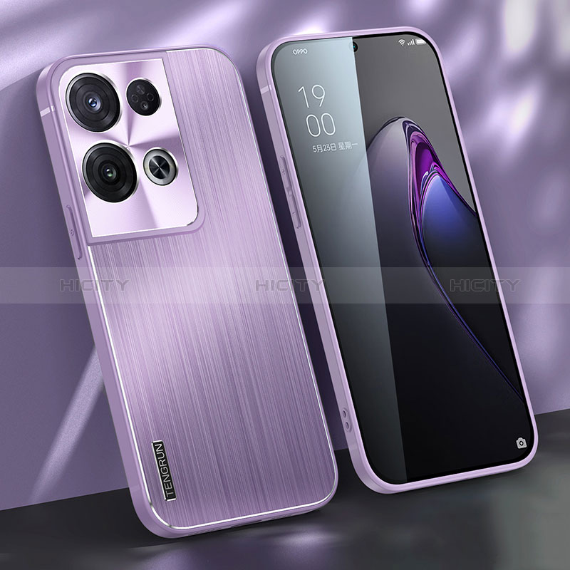 Oppo Reno9 Pro+ Plus 5G用ケース 高級感 手触り良い アルミメタル 製の金属製 兼シリコン カバー J01 Oppo パープル