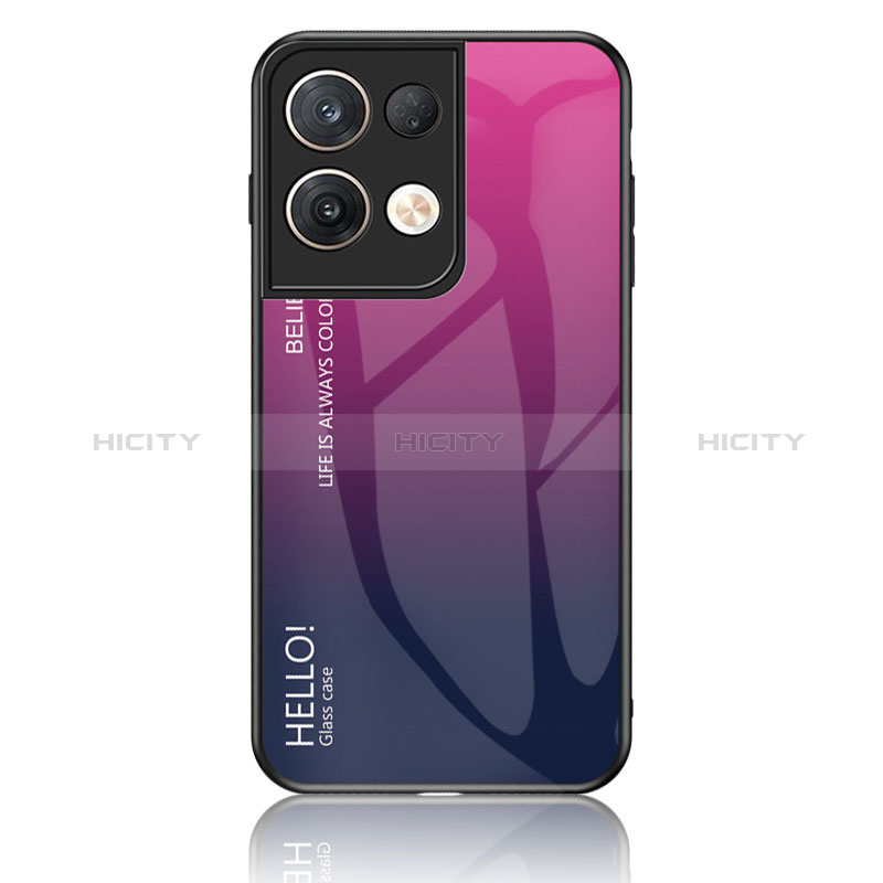 Oppo Reno9 Pro+ Plus 5G用ハイブリットバンパーケース プラスチック 鏡面 虹 グラデーション 勾配色 カバー LS1 Oppo 